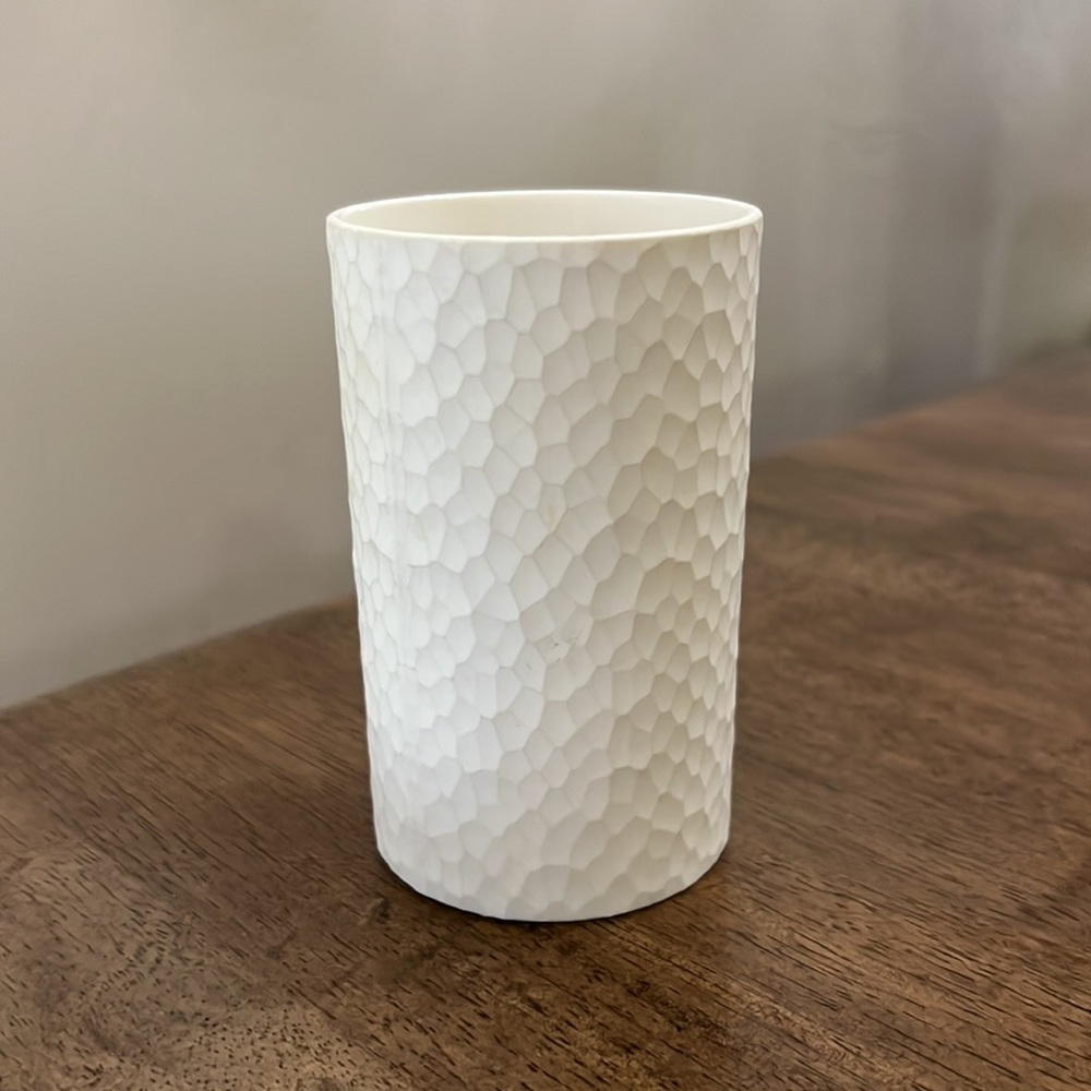 The Container Store white Textured Sturdy Plastic Pencil Cup Caddy